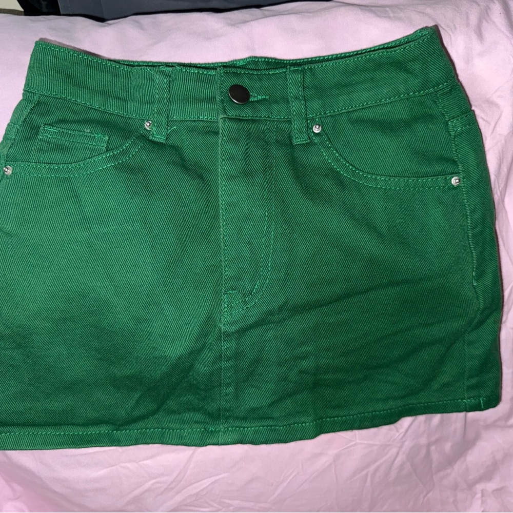 SHEIN Vibrant Green Denim Skirt